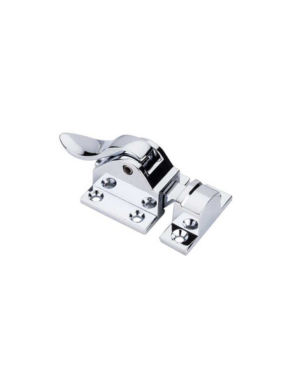 Cabinet Lift Latch with Curved Handle in Polished Chrome.